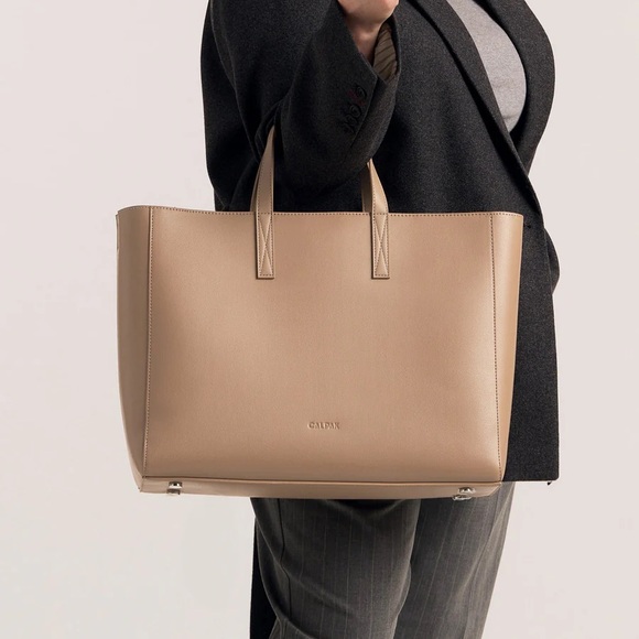 Calpak Handbags - Calpak Taupe Laptop Bag